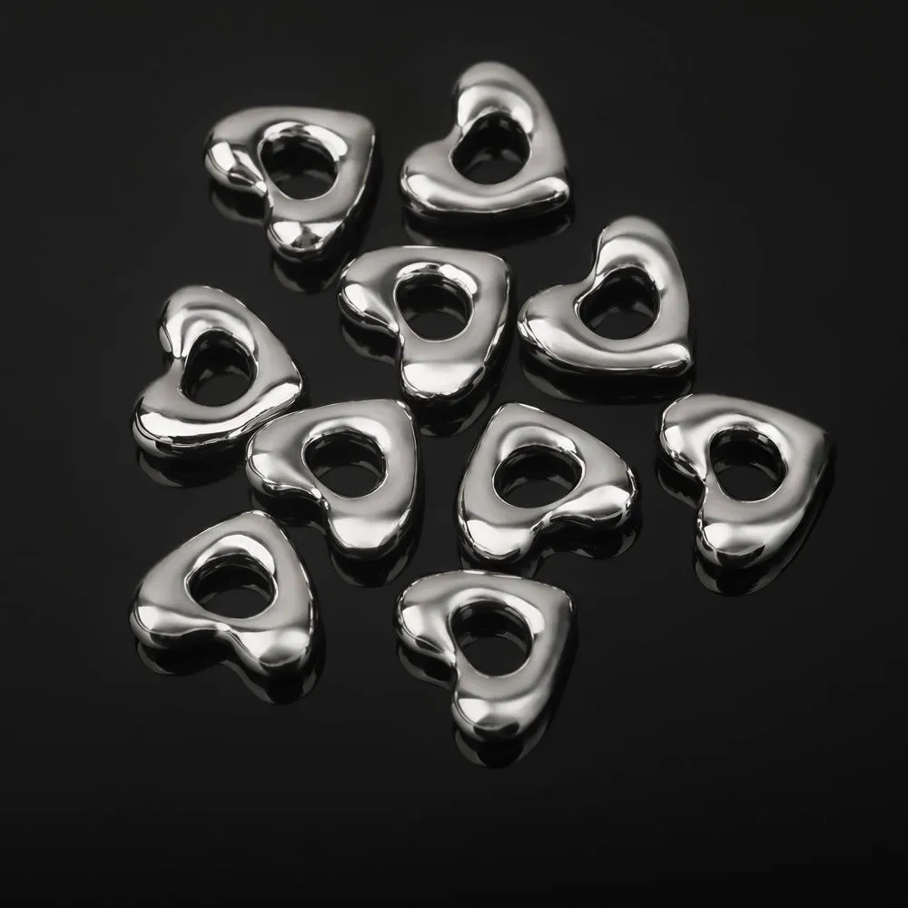 подвеска металл "сердце", покрытие платина, 10x11x4 мм