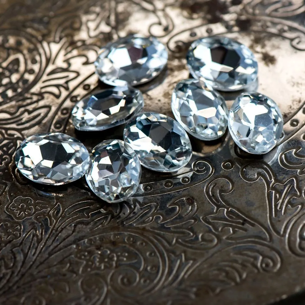 кабошон стекло кристалл, овальный, цвет cristal, 18х13 мм