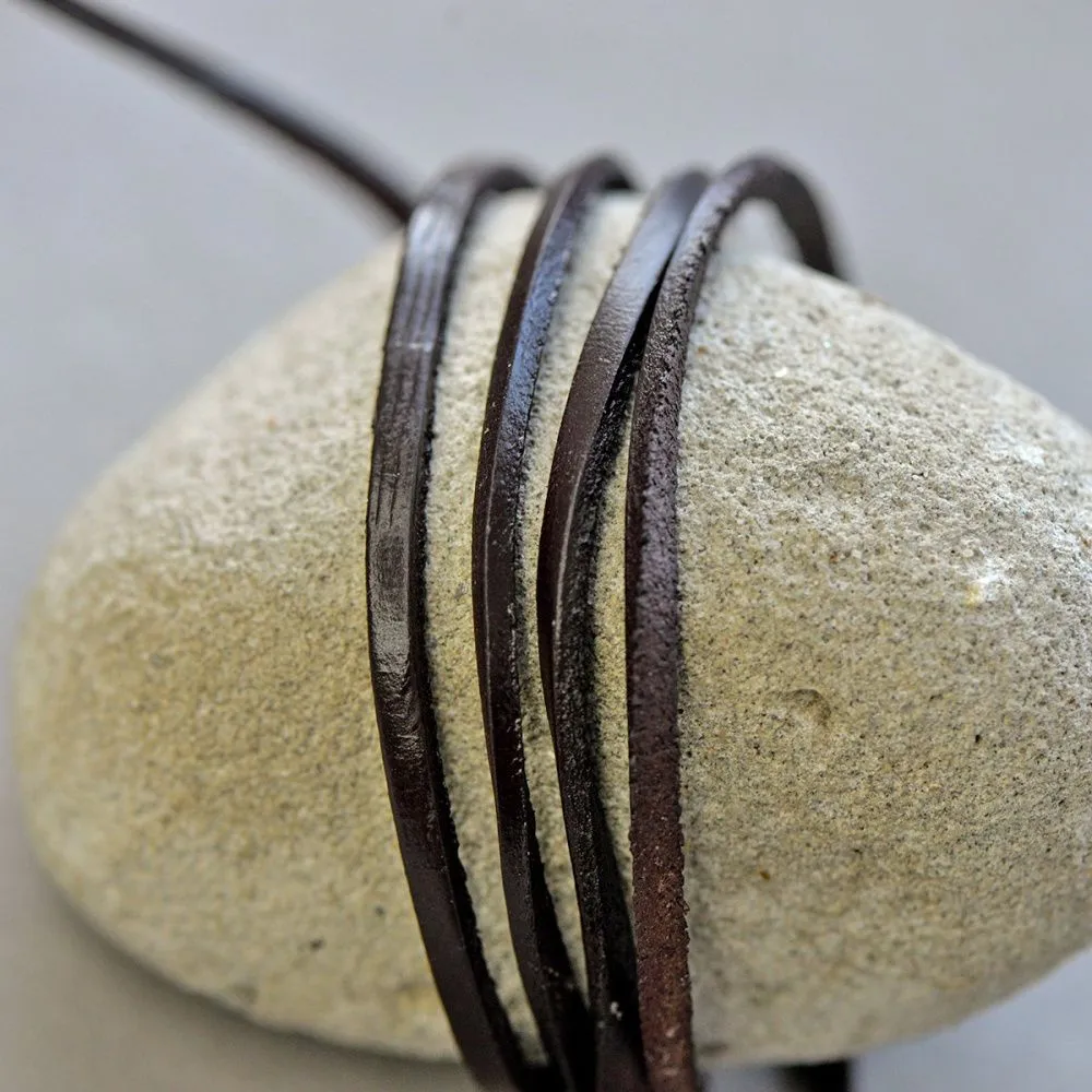 шнур кожаный, плоский, цвет кофе, 3х2 мм