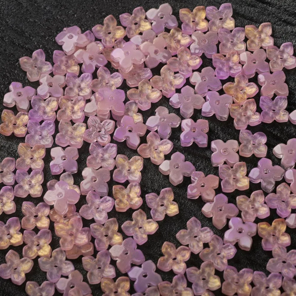 бусина "вероника", стекло, цвет розовый, 10x10x3.5 мм