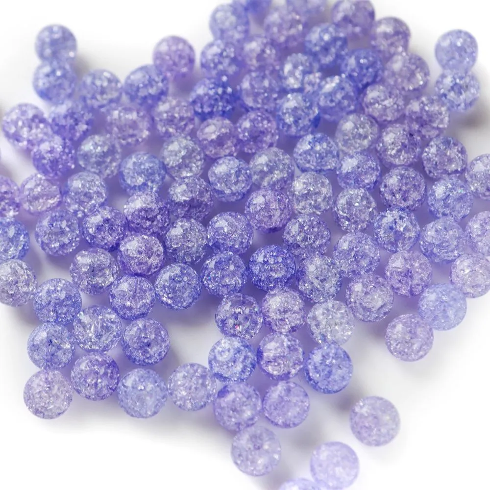 бусина, стекло "кракле", цвет сиреневый, 8 мм