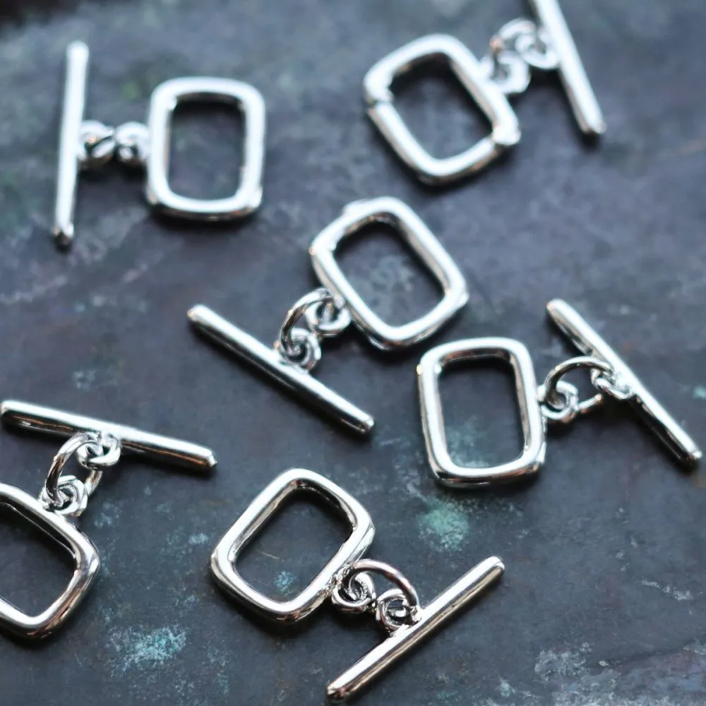 застежка-тоггл "квадро", покрытие платина, 11x10.5x1.5 мм