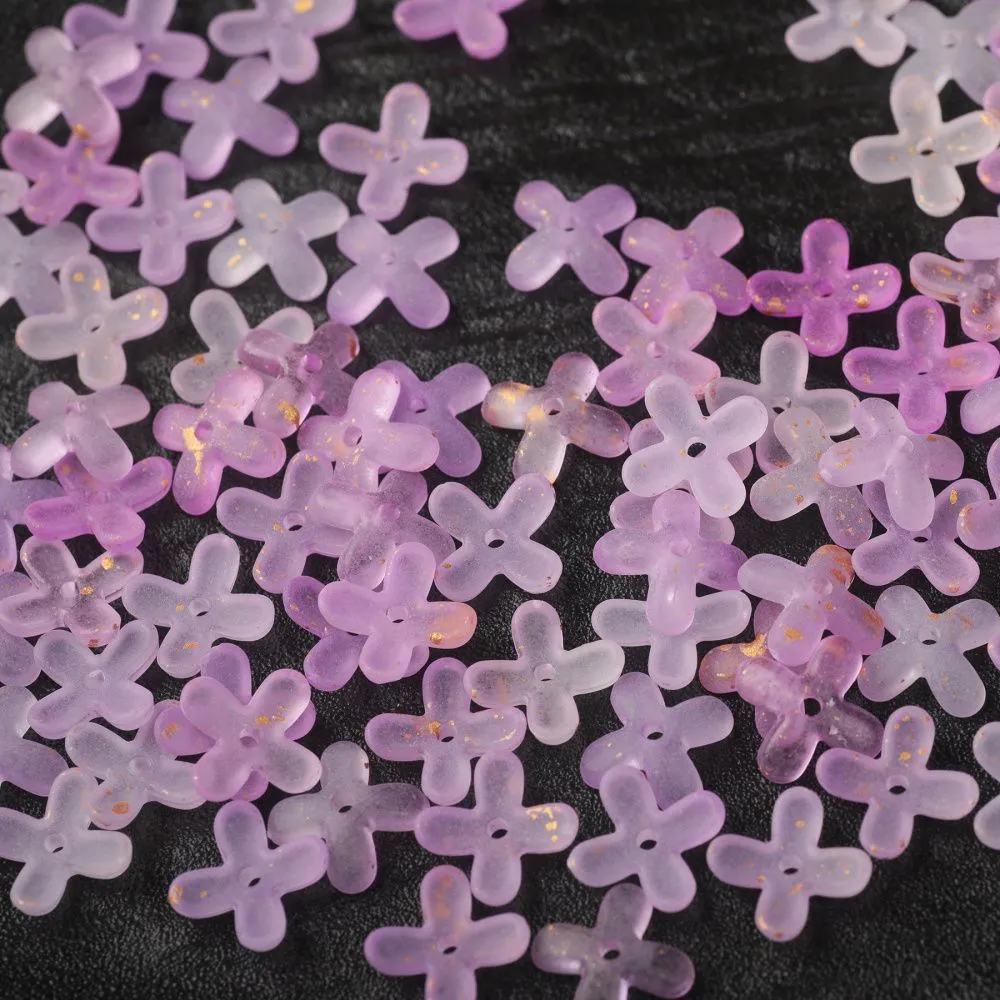 бусина, акрил "клематис", матовая, цвет фиолетовый, 11.5x11.5x3 мм