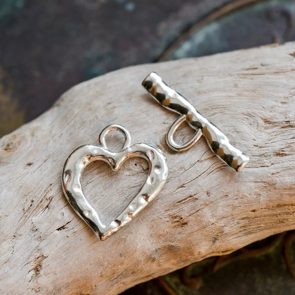 Замочки тоггл "харт", цвет платина, 26x23x2 мм