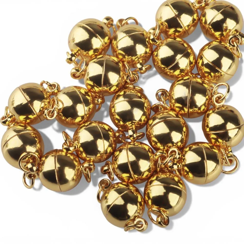 застежка магнитная "шарик", с колечками,  позолота, 15.5x10 мм