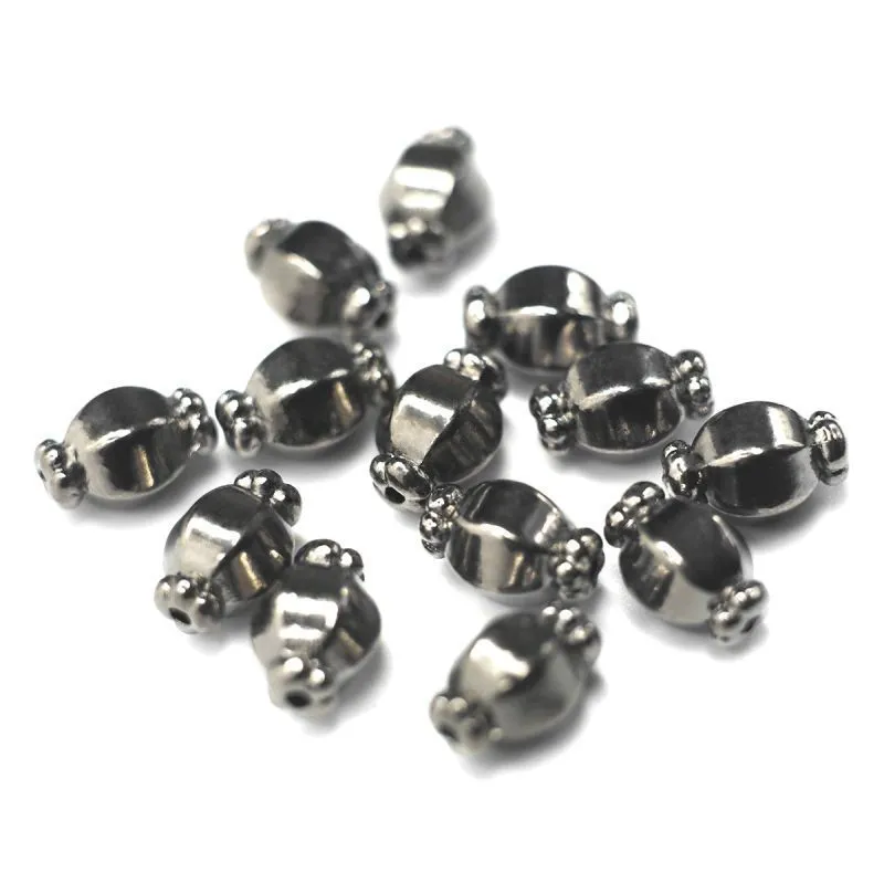 бусина, металл "бонбон", цвет черный, 10х7 мм