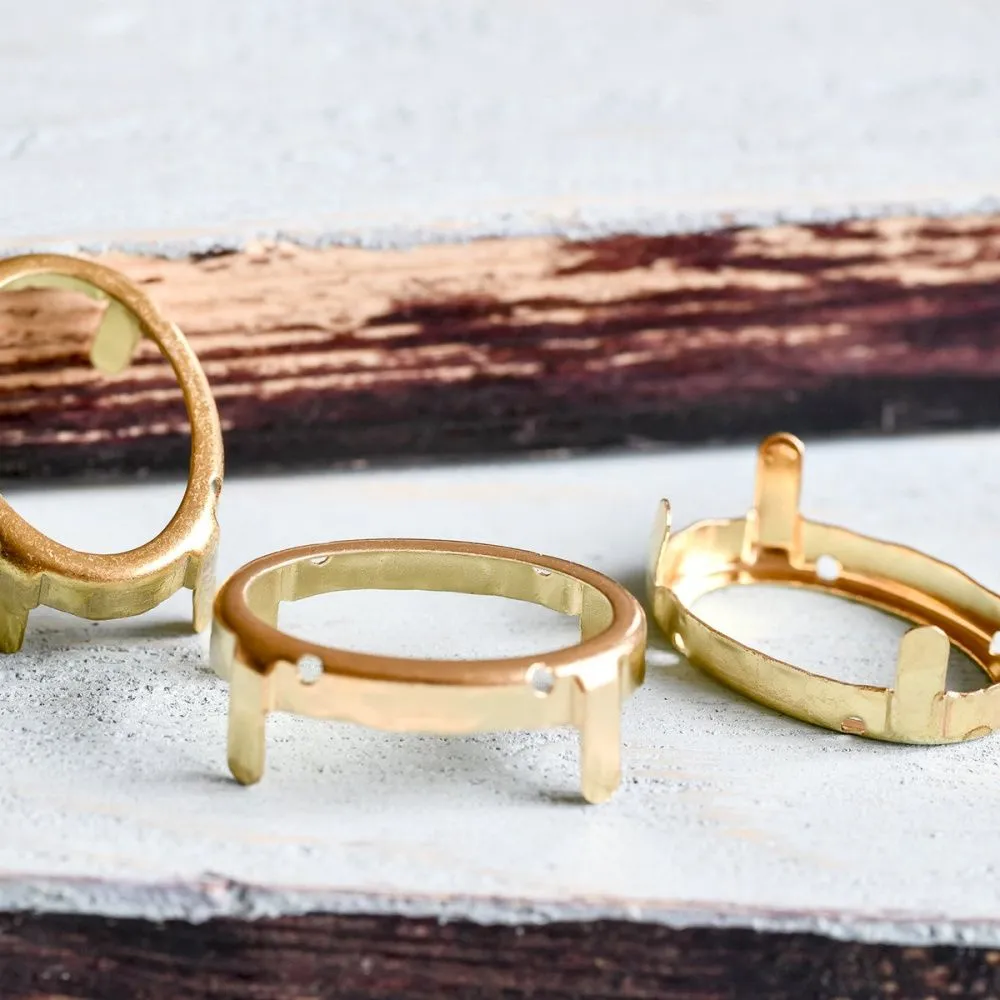 цапы для стразов овальные, открытые, цвет золото, 30х20 мм