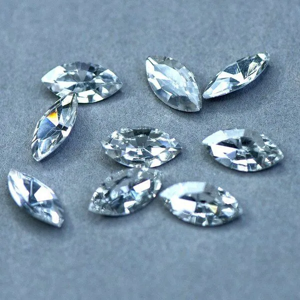 кабошон стекло кристалл, navette, цвет crystal, 12х6 мм