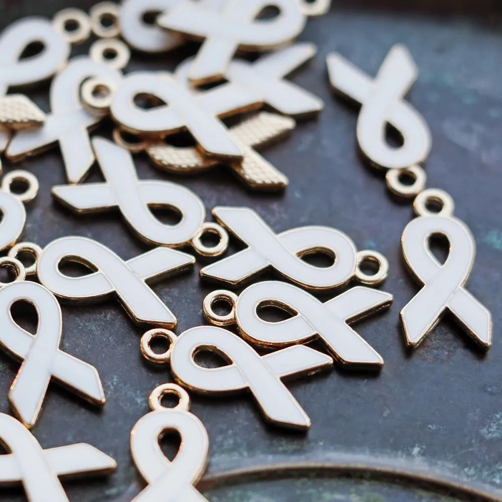 подвеска металлическая "ленточка", эмаль, цвет белый, 20x10x2 мм