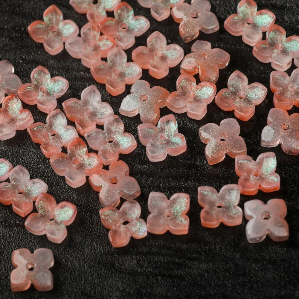 бусина "вероника", стекло, цвет персиковый, 10x10x3.5 мм