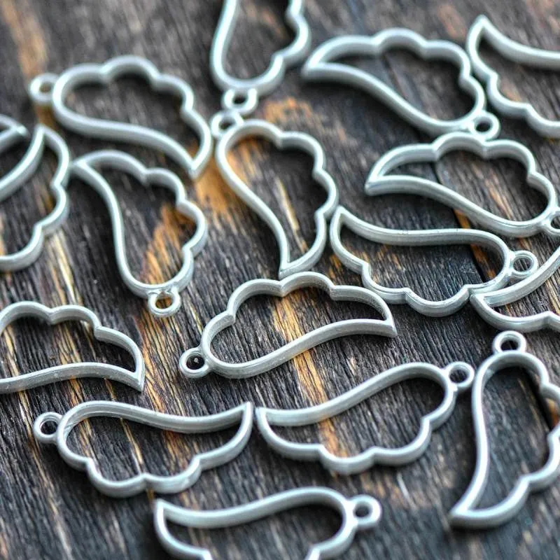 сеттинг-рамка "крыло", цвет матовое серебро, 36x17x3.5 мм