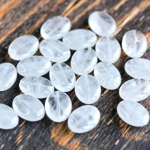 бусина кварц овальная, цвет белый, 18.5x13x6 мм