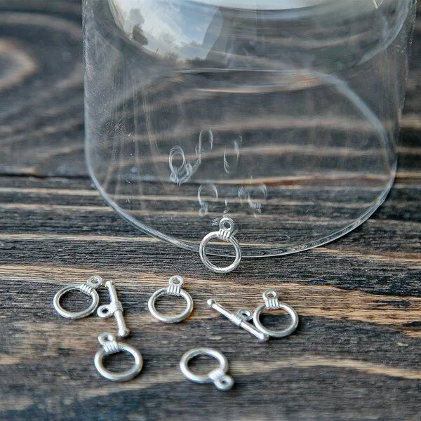 Замочки тоггл "колечко", цвет серебро, 11х15 мм - 20х2.5х2 мм