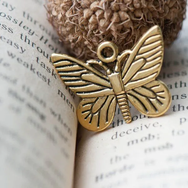 подвеска металлическая "бабочка", цвет античное золото, 16х22х2 мм