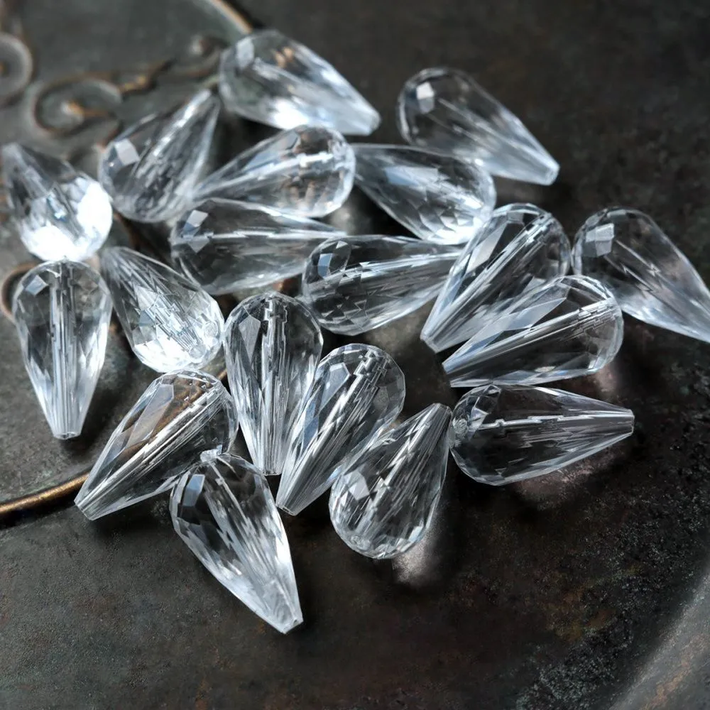 бусина капля граненая, акрил, цвет прозрачный, 21x11 мм