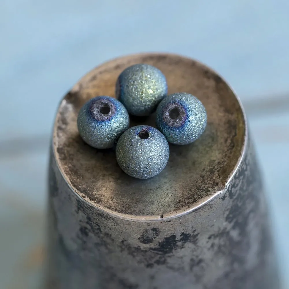 бусина, стекло "лава", цвет бирюзовый, 6 мм