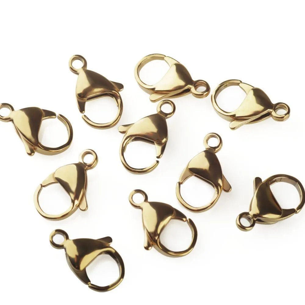 замочек-лобстер, 304 stainless steel, позолота, 17x10.6x4.5 мм