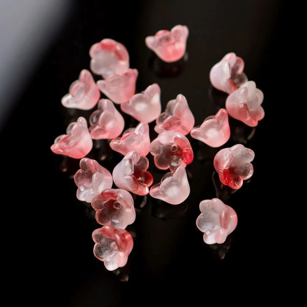 бусина "колокольчик", стекло, цвет светло-коралловый, 12x8 мм