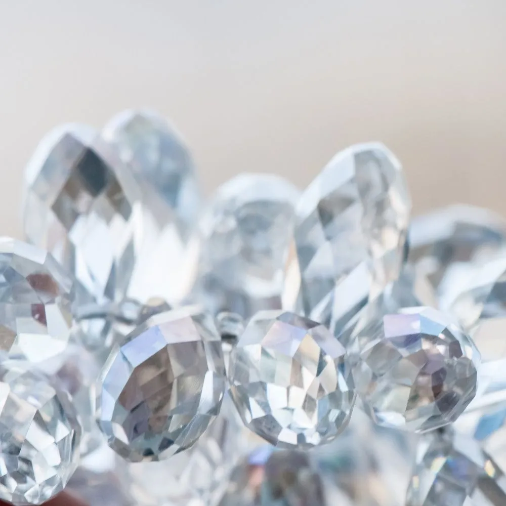 бусина "капля", граненая, стекло, цвет прозрачный, 20х10 мм