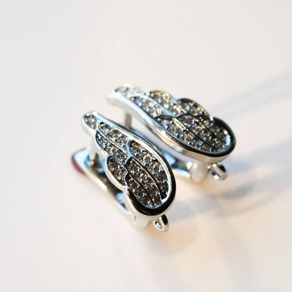 швензы "крыло ангела", с цирконием, покрытие платиной, 18x7x11 мм 