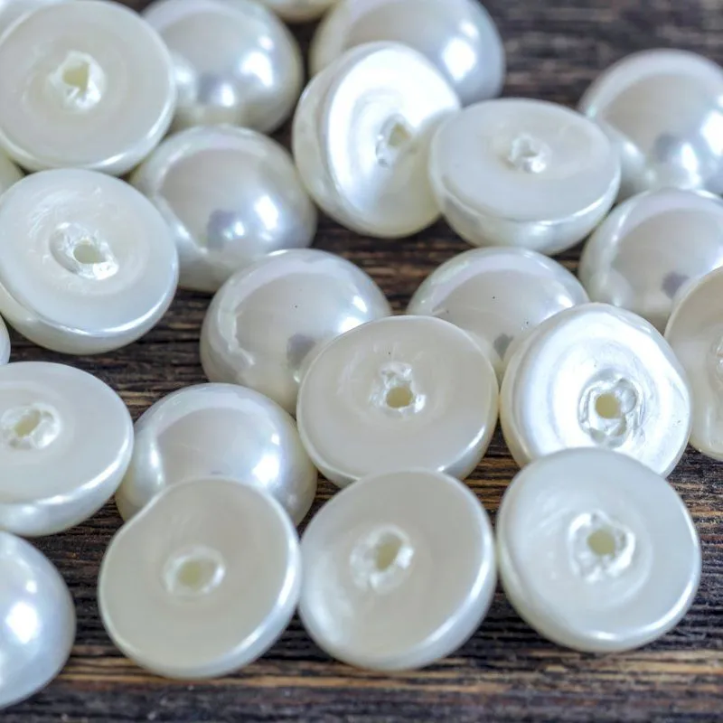 ракушечный жемчуг кабошон круглый, цвет белый, 10х6 мм