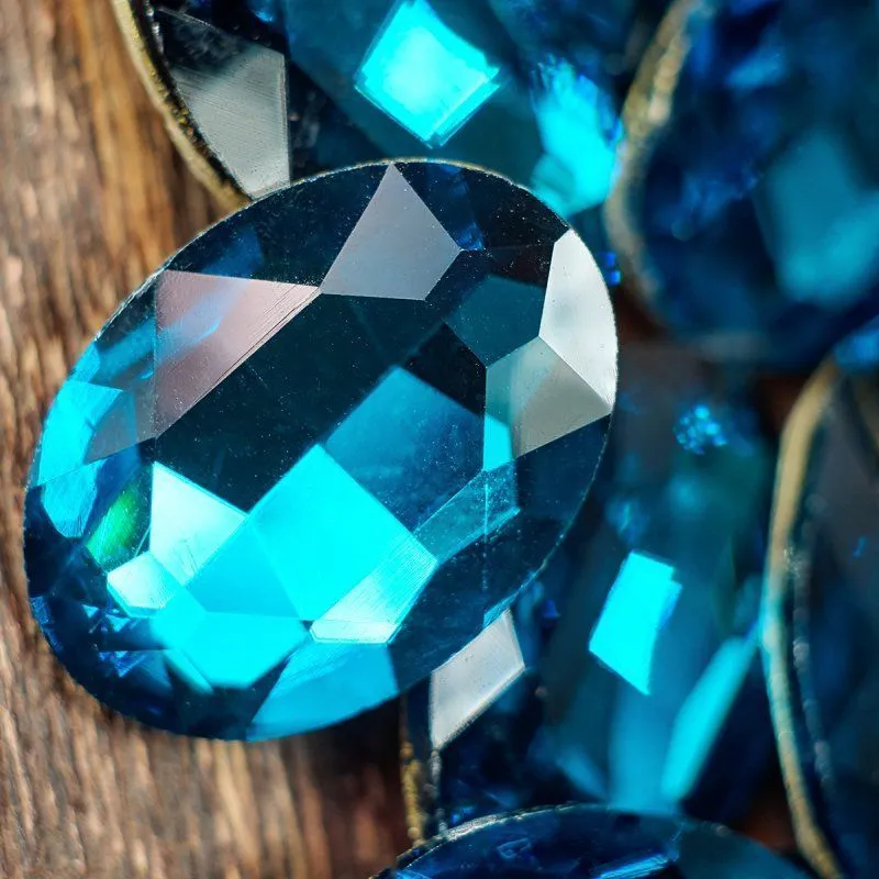 кабошон стекло кристалл, овальный, цвет capri blue, 25х18 мм