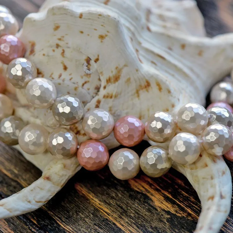 ракушечный жемчуг круглый, "граненый", цветовой микс, 12 мм