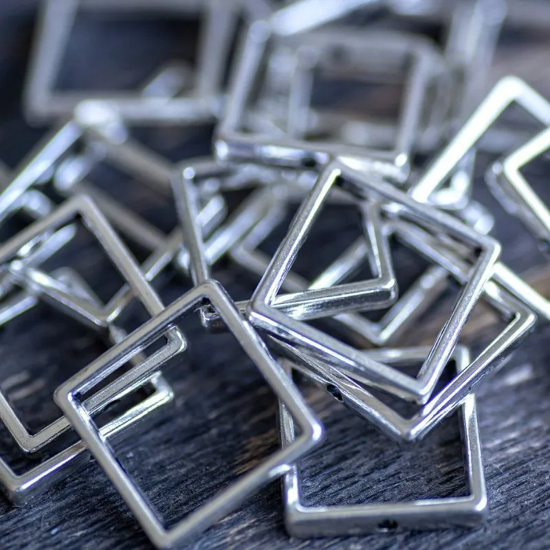 рамка для бусин "квадро", цвет античное серебро, 17x17x3 мм