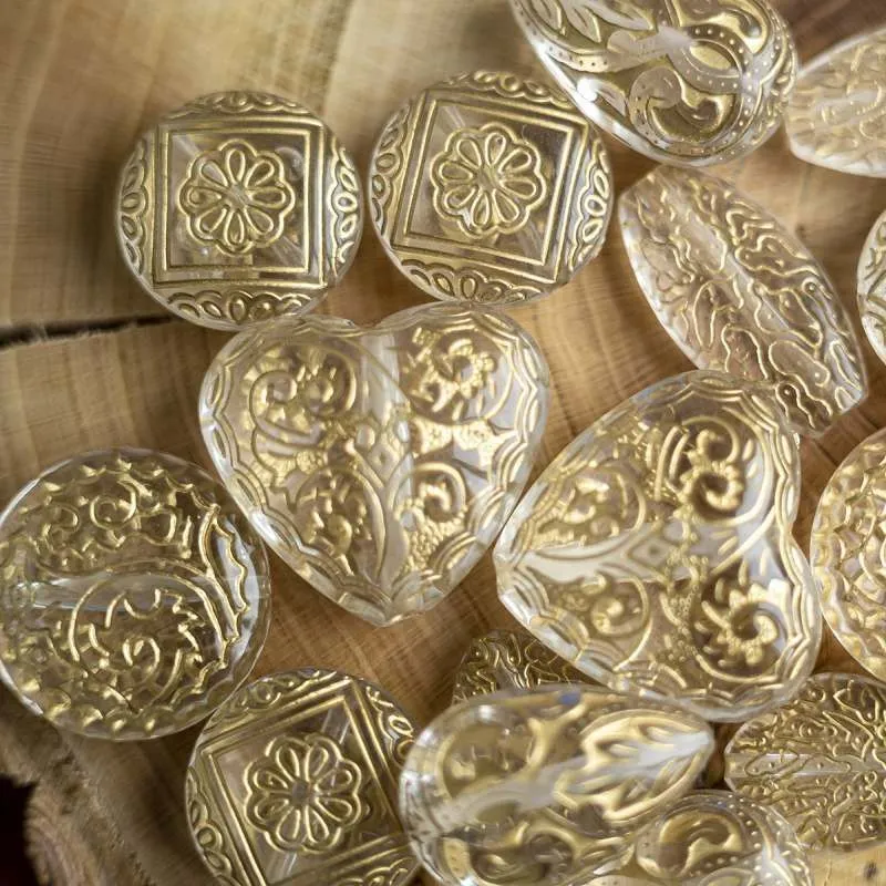 микс акриловый разной формы "золотой ажур", цвет прозрачный