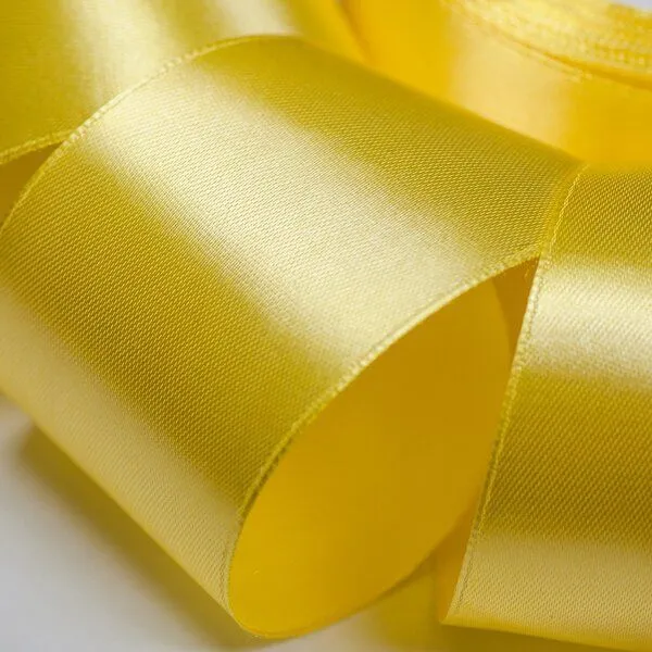 лента, атлас, цвет желтый канареечный, ширина 50 мм ленты