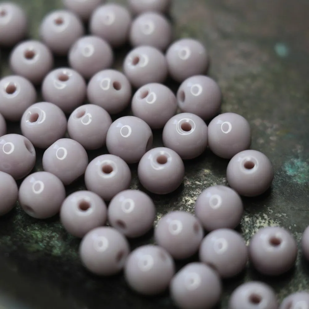 бусина, стекло 6, цвет розово-коричневый, 6 мм