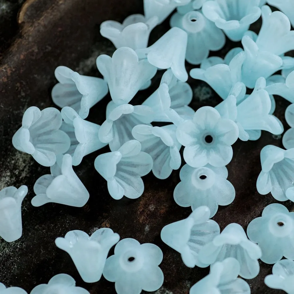 бусина, акрил "колокольчик", матовая, цвет аквамарин, 14x10 мм