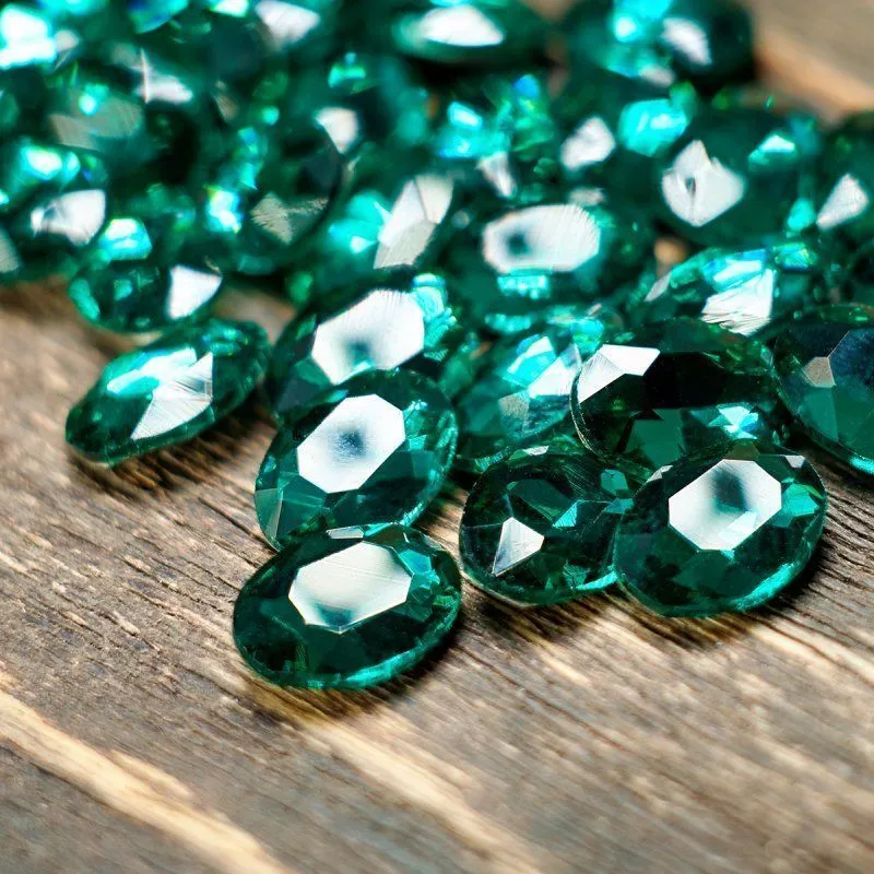 кабошон стекло кристалл, овальный, цвет blue zircon, 14х10 мм