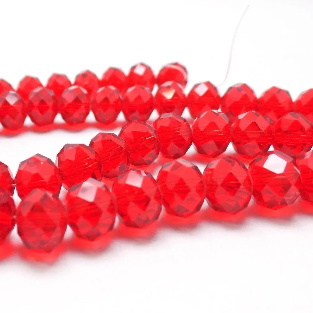 бусина, стекло абакус 6, граненая, цвет алый, 6х5 мм