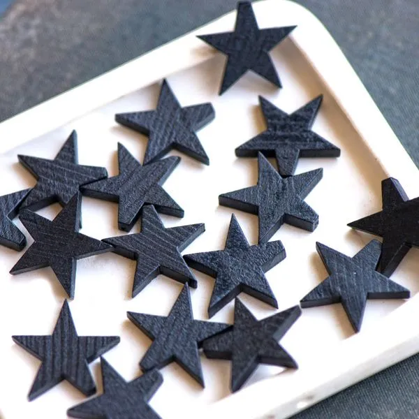 бусина дерево "звезда", цвет черный, 22x24x4 мм