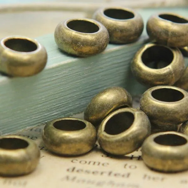 ес бусина металл "бублик", цвет античная бронза, 11х4 мм