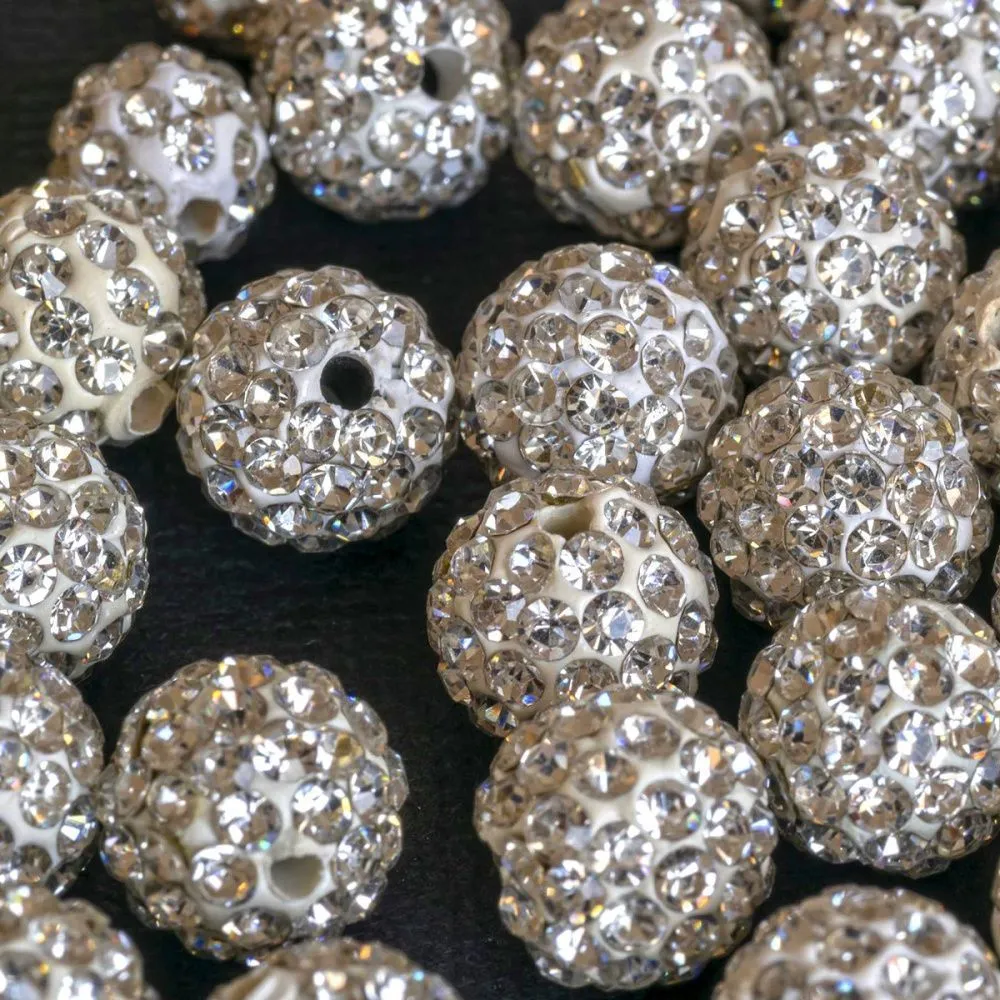 бусина "шамбала" 10, цвет белый, 10 мм