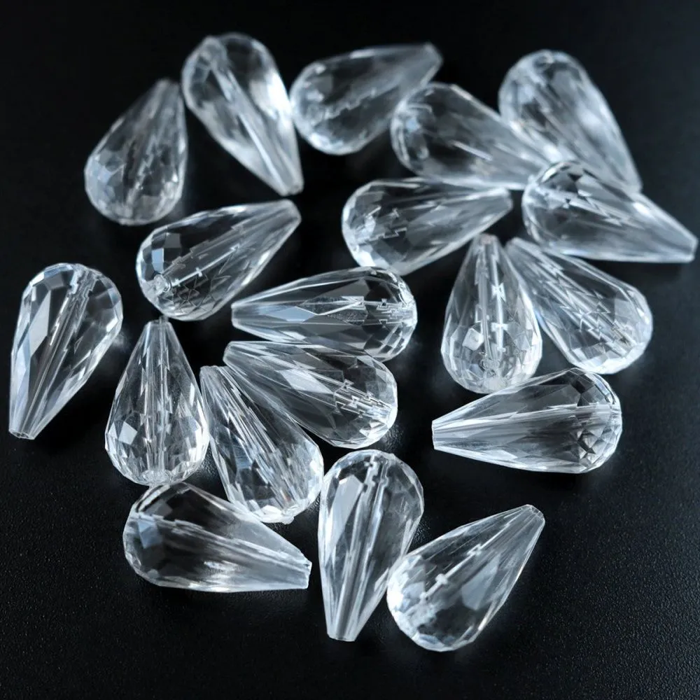 бусина капля граненая, акрил, цвет прозрачный, 21x11 мм