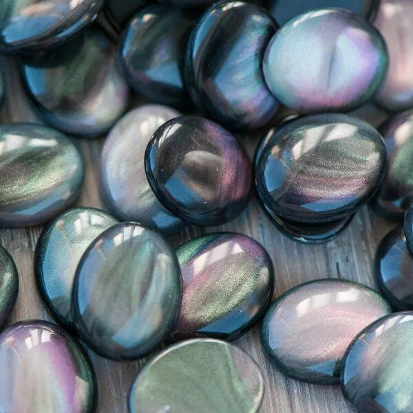 кабошон из смолы, имитация ракушки, цвет черно-зеленый, 10х8 мм