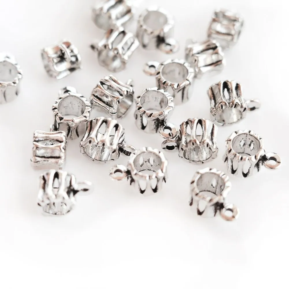 бейл "косточка", цвет античное серебро, 10x6x7 мм