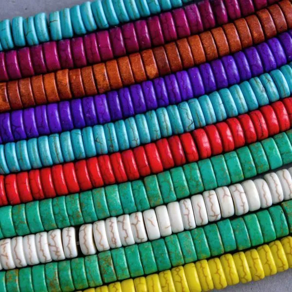 бусина говлит синтетический "хейши", рондель, цветовой микс, 8х4 мм