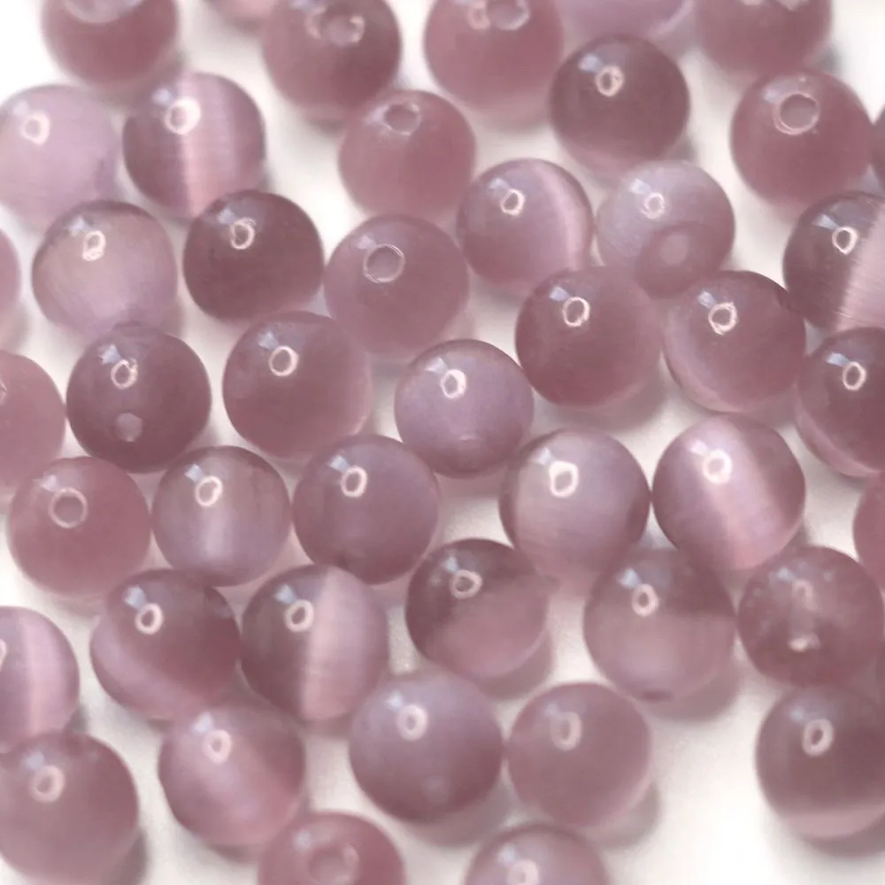 бусина "кошачий глаз", стекло, цвет увядшей розы, 6 мм