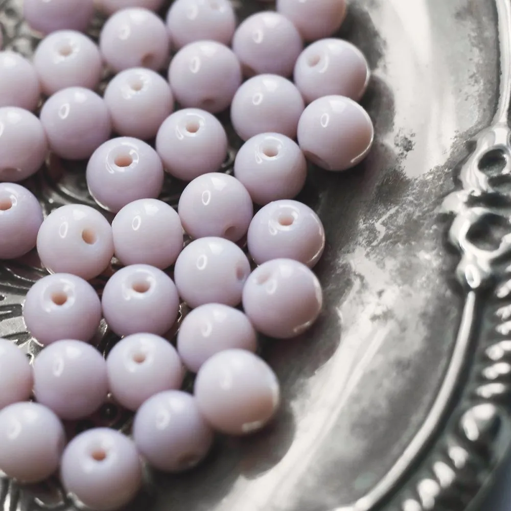 бусина, стекло 8, цвет розово-коричневый, 8 мм