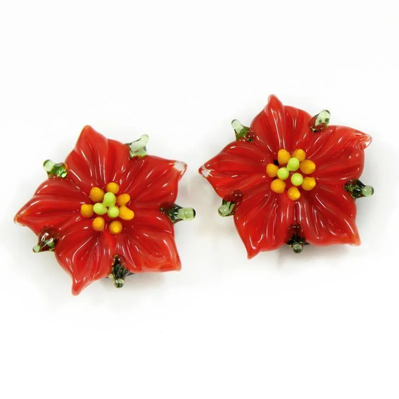 бусина, мурано "пуансеттия", фигурная,19х16 мм