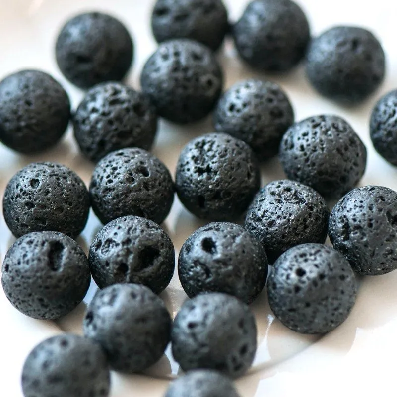бусина лава натуральная 12, цвет черный, 12 мм