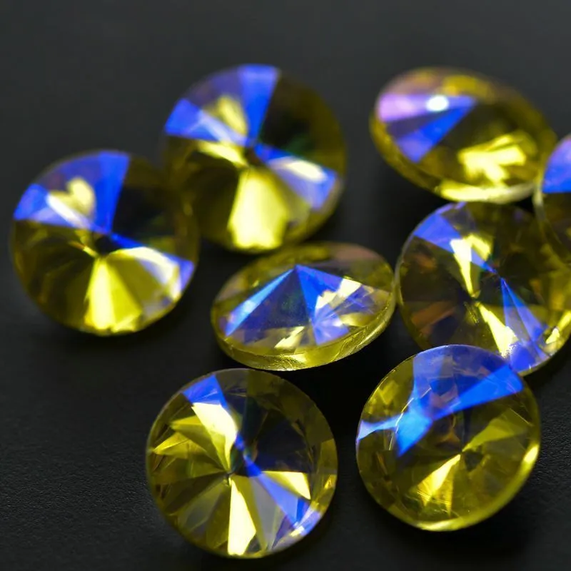 кабошон стекло риволи, цвет citrine ab, 14х7 мм