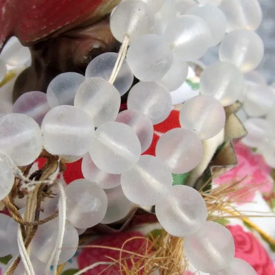 бусина, стекло 6, матовая, цвет белый, 6 мм