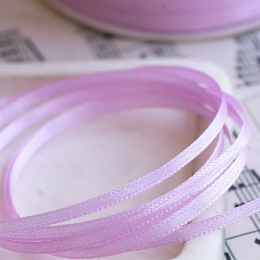 лента, атлас, цвет сиренево-розовый, ширина 3 мм ленты