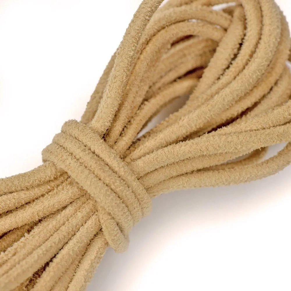шнур из искусственной замши, круглый, бежевый, 3 мм