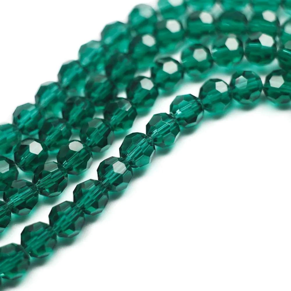 бусина, стекло 6, граненая, цвет морской волны, 6 мм